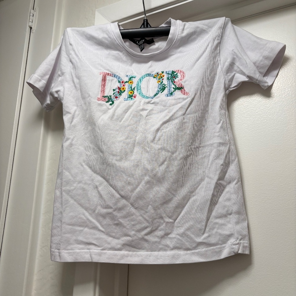 Baby Dior floral embroidered T-shirt - size unknown